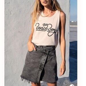 We The Free Parker Skirt Women's Size 26 Gray Mini Free People Frayed Denim Punk